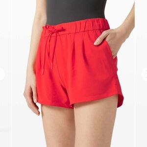 (4) Lululemon Stroll at Sundown Short 3" Carnation Red Orange Small Pull-on
